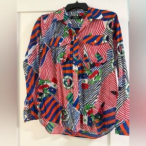 Ralph Lauren Colorful woman Button  Shirt, orange, blue, green. size Small